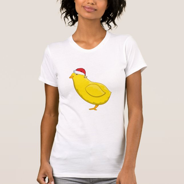 Santa hat chicken funny christmas humor T-Shirt (Front)
