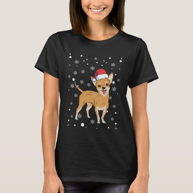 Santa hat Chihuahua Chiwawa dog T-Shirt (Front)