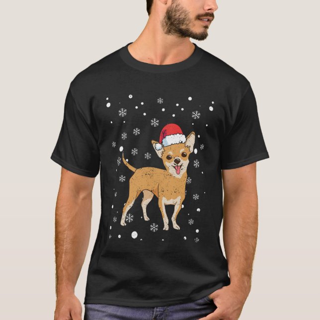 Santa hat Chihuahua Chiwawa dog T-Shirt (Front)