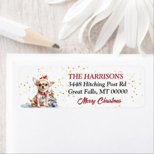 Santa Hat Chihuahua Dog Christmas Label