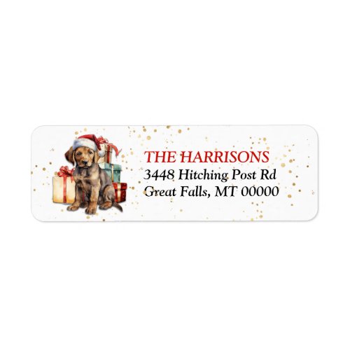 Santa Hat Chocolate Labrador Retriever Puppy Gifts Label