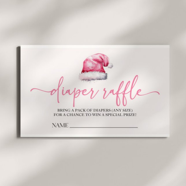 Santa Hat Christmas Baby Shower Diaper Raffle Enclosure Card (Creator Uploaded)