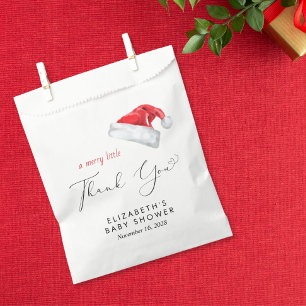 Santa Hat Christmas Baby Shower Thank You Favor Bag