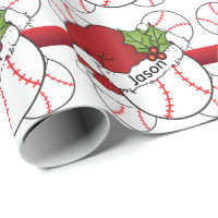 Santa Hat Christmas Baseball | DIY Name Wrapping Paper