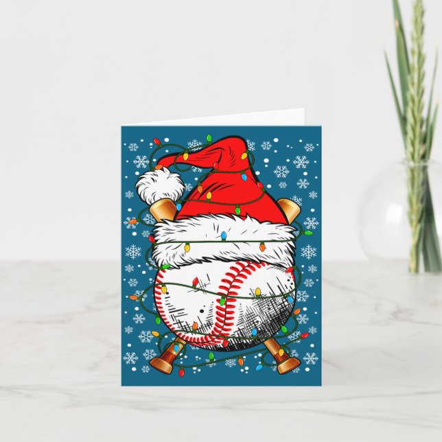 Santa Hat Christmas Baseball Player Srts For Men B Card (Front)