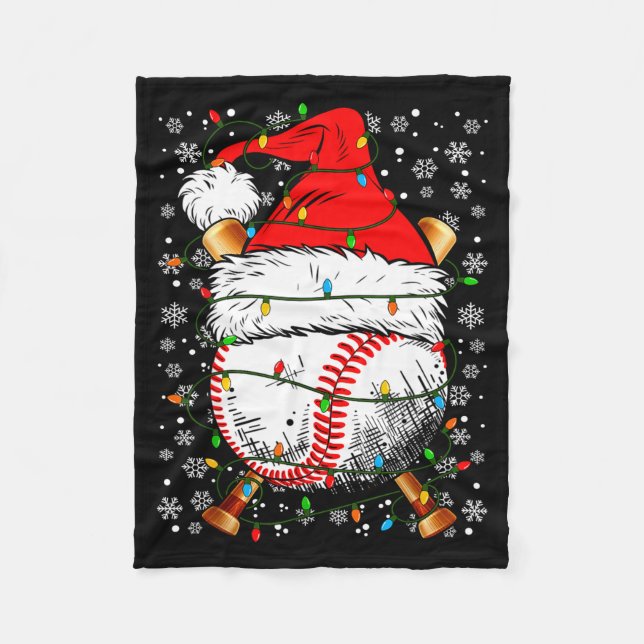 Santa Hat Christmas Baseball Player Srts For Men B Fleece Blanket (Front)