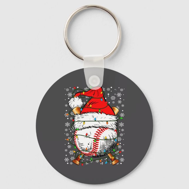 Santa Hat Christmas Baseball Player Srts For Men B Keychain (Front)