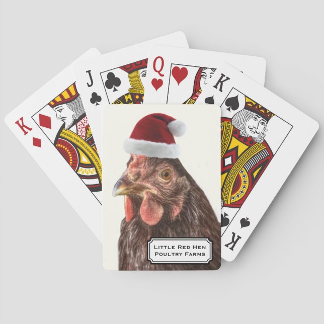 Santa Hat Christmas Chicken Poker Cards (Back)