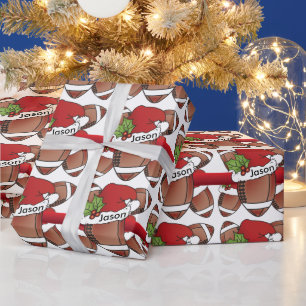 Santa Hat Christmas Football DIY Name Wrapping Paper