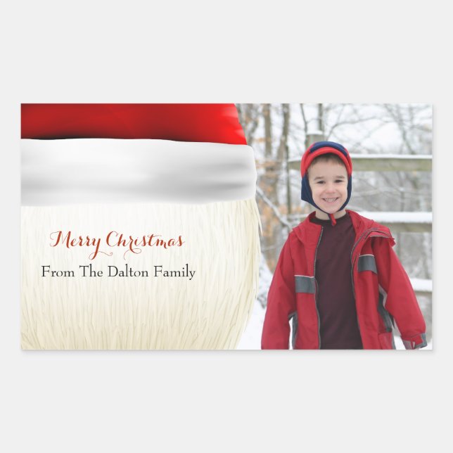 Santa Hat, Christmas, Fun Photo Rectangular Sticker (Front)