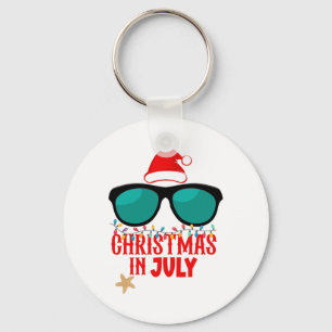 Santa Hat Christmas In July Sungles Summer Vibes B Keychain