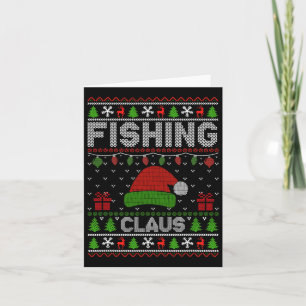 Santa Hat Christmas Light Fishing Claus Ugly Xmas  Card