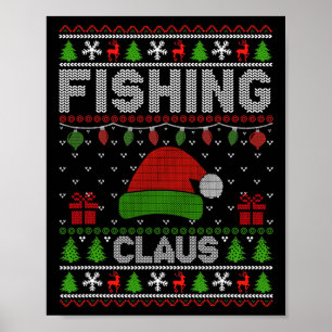 Santa Hat Christmas Light Fishing Claus Ugly Xmas  Poster