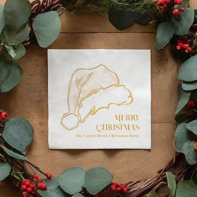 Santa Hat Christmas Sketch Illustration Foil Napkins (Santa Hat Christmas Sketch Illustration Foil Napkins)