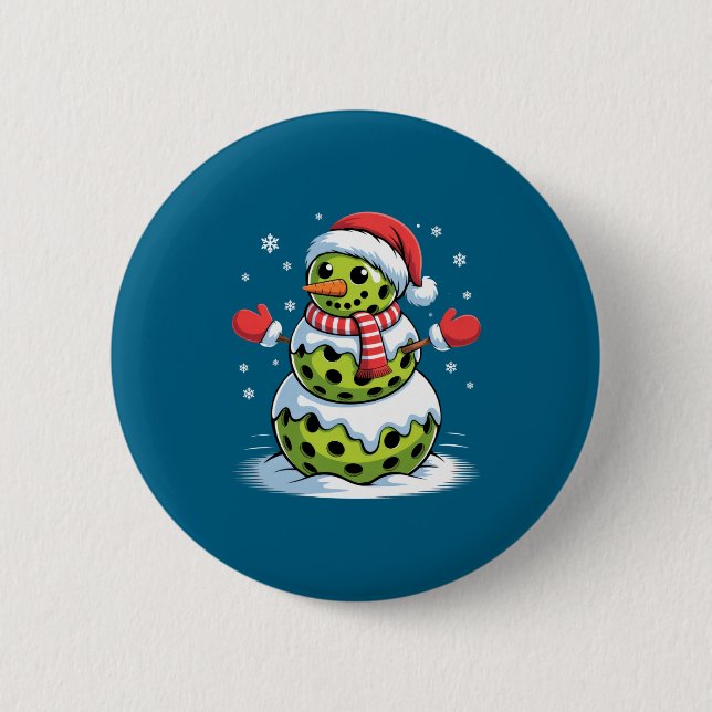 Santa Hat Ckleball Snowman Christmas Men Women Kid Button (Front)