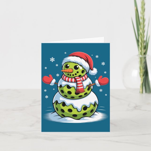 Santa Hat Ckleball Snowman Christmas Men Women Kid Card (Front)