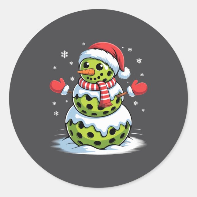 Santa Hat Ckleball Snowman Christmas Men Women Kid Classic Round Sticker (Front)