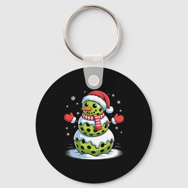 Santa Hat Ckleball Snowman Christmas Men Women Kid Keychain (Front)