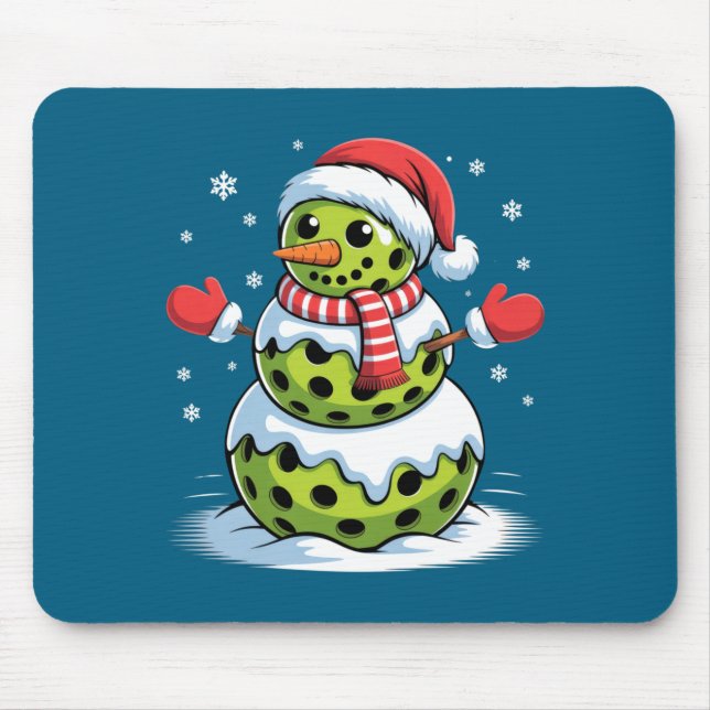 Santa Hat Ckleball Snowman Christmas Men Women Kid Mouse Pad (Front)