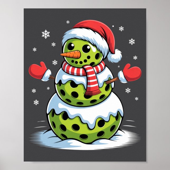 Santa Hat Ckleball Snowman Christmas Men Women Kid Poster (Front)