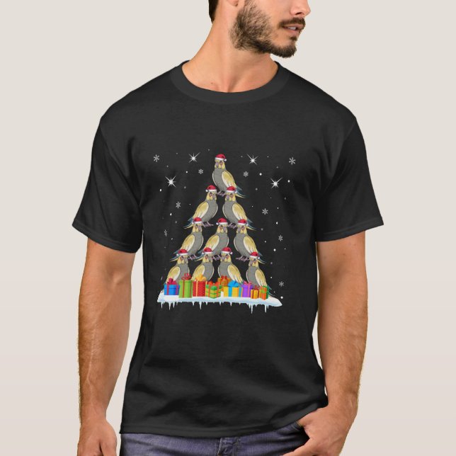 Santa Hat Cockatiels Lovers Men Women Kids Christm T-Shirt (Front)