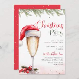 Santa Hat Cocktail Christmas Party Invitation