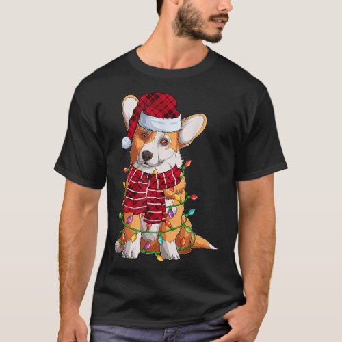 Santa Hat Corgi Dog Christmas Pajamas Xmas PJ Men  T_Shirt