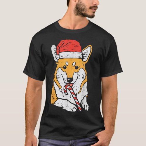 Santa Hat Corgi Dog Christmas T_Shirt