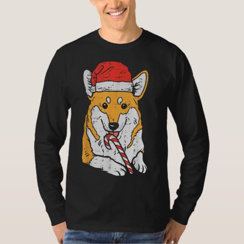 Santa Hat Corgi Dog Christmas T_Shirt