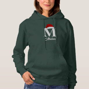 Santa Hat Custom Monogram Family Christmas Hoodie