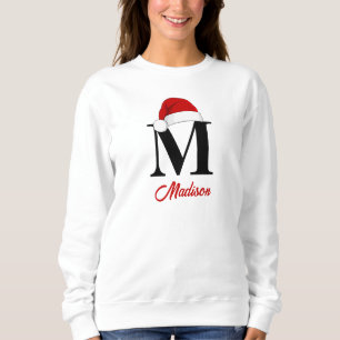 Santa Hat Custom Monogram Family Christmas Sweatshirt