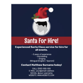 Santa Hat Custom Photo Template - Santa For Hire Flyer