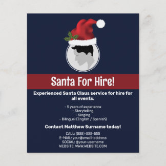 Santa Hat Custom Photo Template - Santa For Hire Flyer