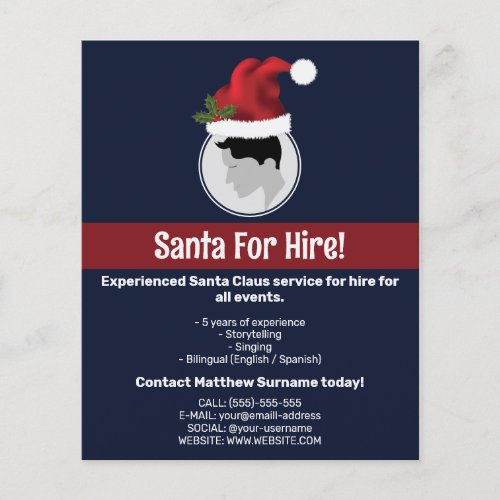 Santa Hat Custom Photo Template _ Santa For Hire Flyer