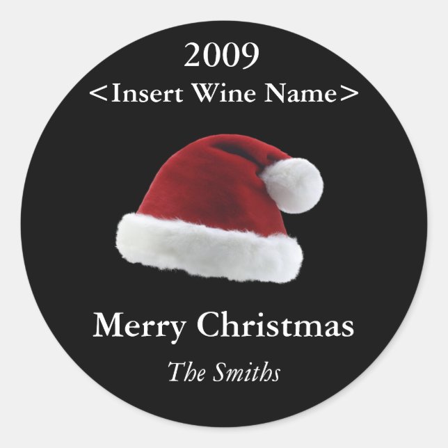 Santa Hat Customized Wine Label (Front)