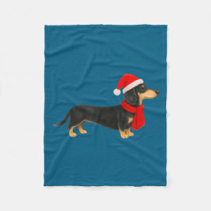 Santa Hat Dachshund Christmas Funny Cute Dog Mom Fleece Blanket