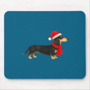 Santa Hat Dachshund Christmas Funny Cute Dog Mom  Mouse Pad