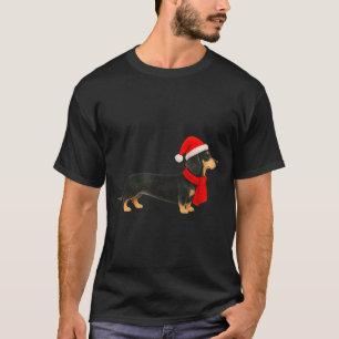 Santa Hat Dachshund Christmas Funny Cute Dog Mom  T-Shirt