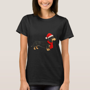 Santa Hat Dachshund Christmas Funny Cute Dog Mom  T-Shirt