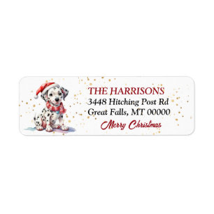 Santa Hat Dalmatian Puppy Christmas Label