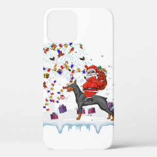 Santa Hat Dog Christmas Tree Xmas Holiday iPhone 12 Case
