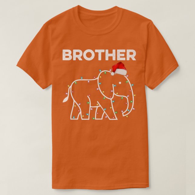 Santa Hat Elephant Xmas Lights Brother Elephant Ch T-Shirt (Design Front)
