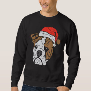 Santa Hat English Bulldog Christmas Pet Dog  Owner Sweatshirt