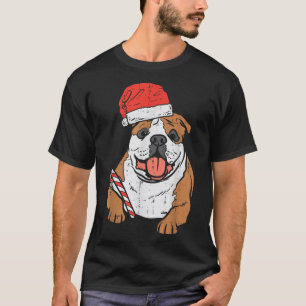 Santa Hat English Bulldog Dog Christmas Pajamas Xm T-Shirt