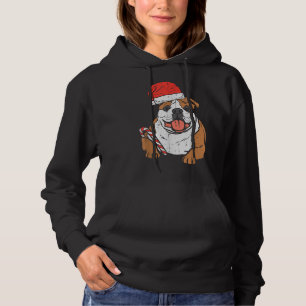 Santa Hat English Bulldog Dog Christmas Xmas Hoodie
