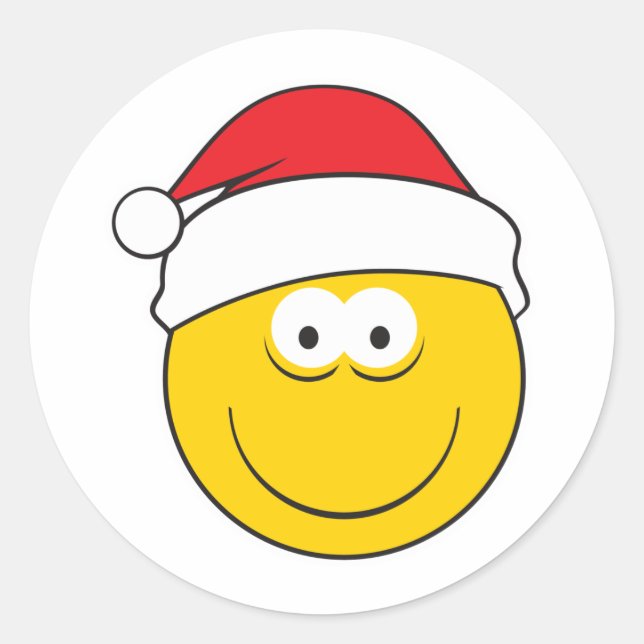 Santa Hat Face Classic Round Sticker (Front)
