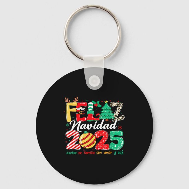 Santa Hat Family Christmas Matching Funny Feliz Na Keychain (Front)