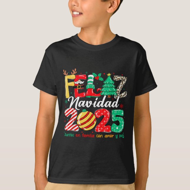 Santa Hat Family Christmas Matching Funny Feliz Na T-Shirt (Front)