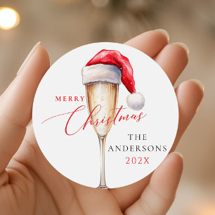 Santa Hat Festive Christmas Party Classic Round Sticker