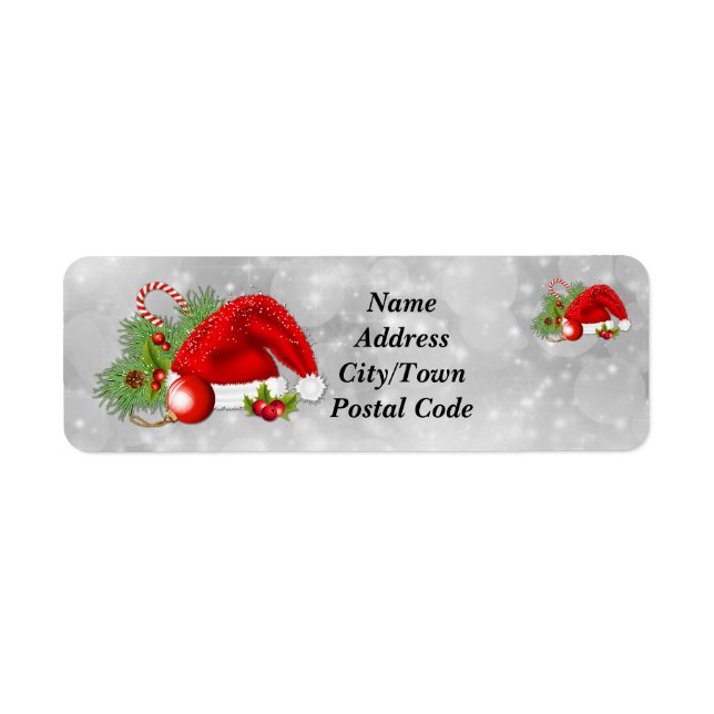 Santa Hat Festive Christmas Return Address Labels (Front)
